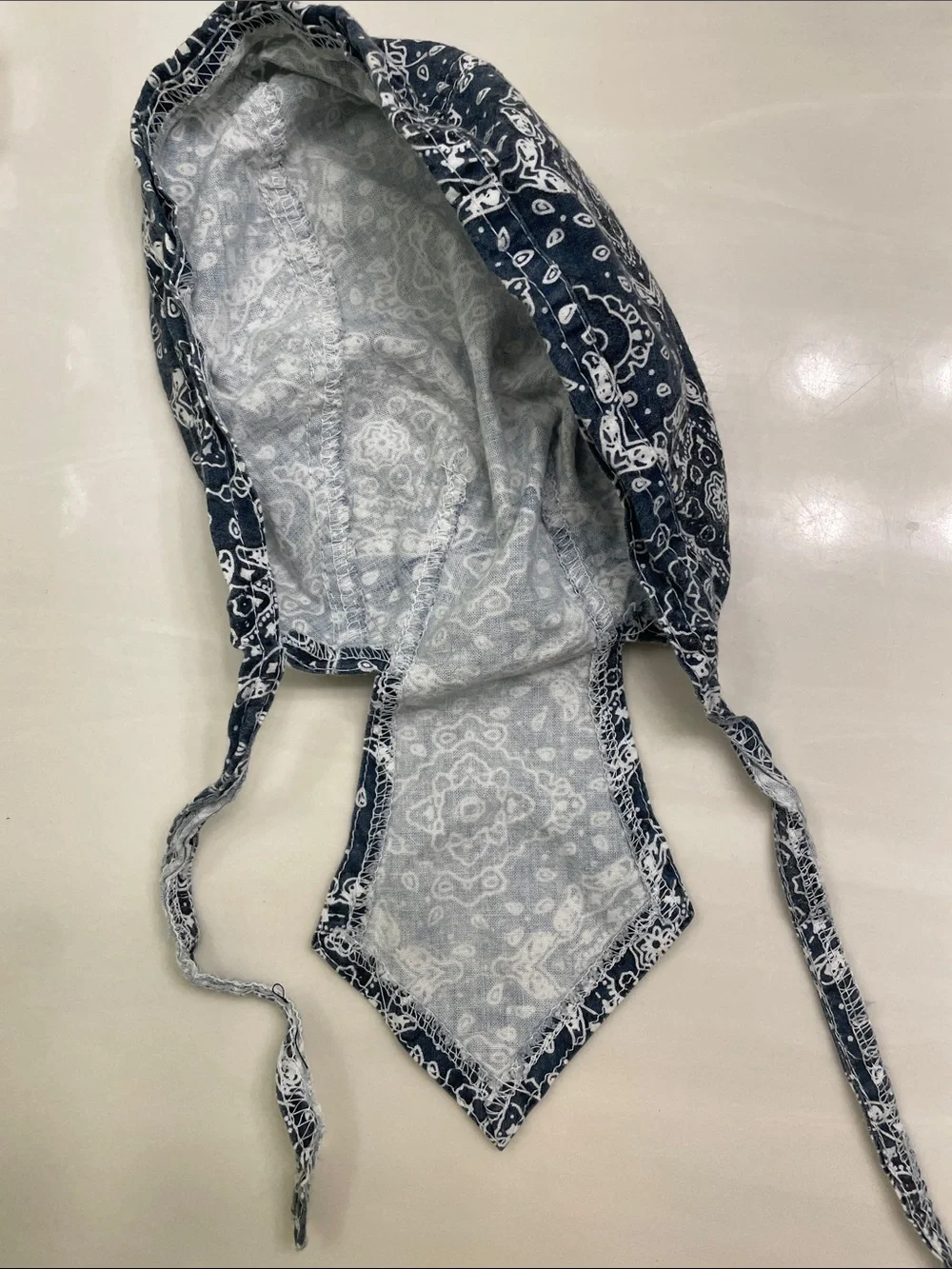 Navy Blue Bandana-Print Head Scarf